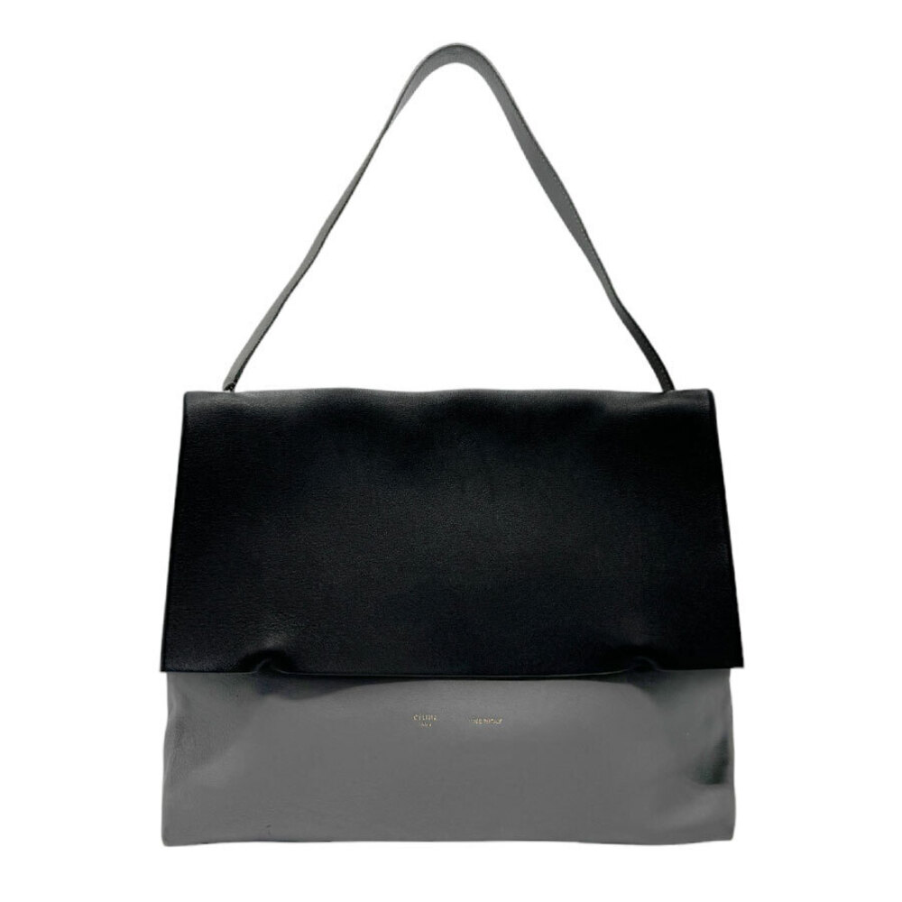 Celine All Soft Leather Shoulder Bag Black Gray Green